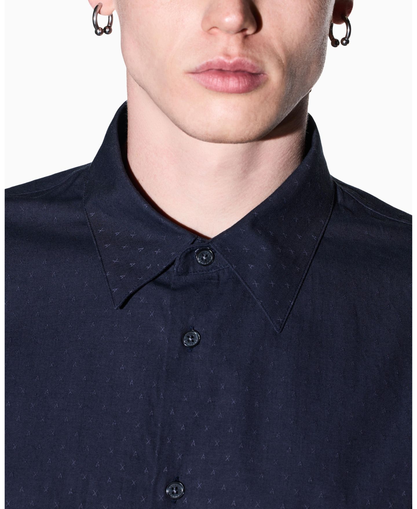 Мужская рубашка A|X Armani Exchange Cotton Jacquard Woven, цвет: Чёрный — фото 15