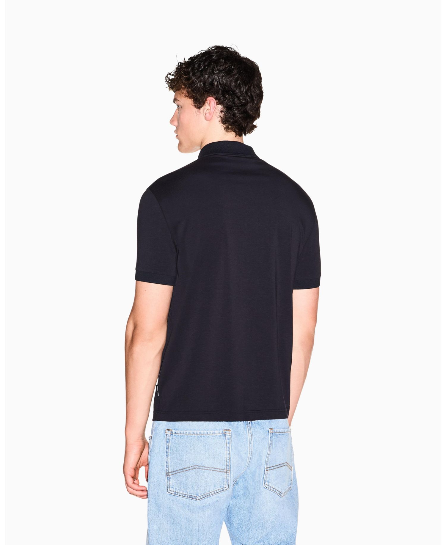 Men's Short Sleeves Zip Cotton Polo Shirt