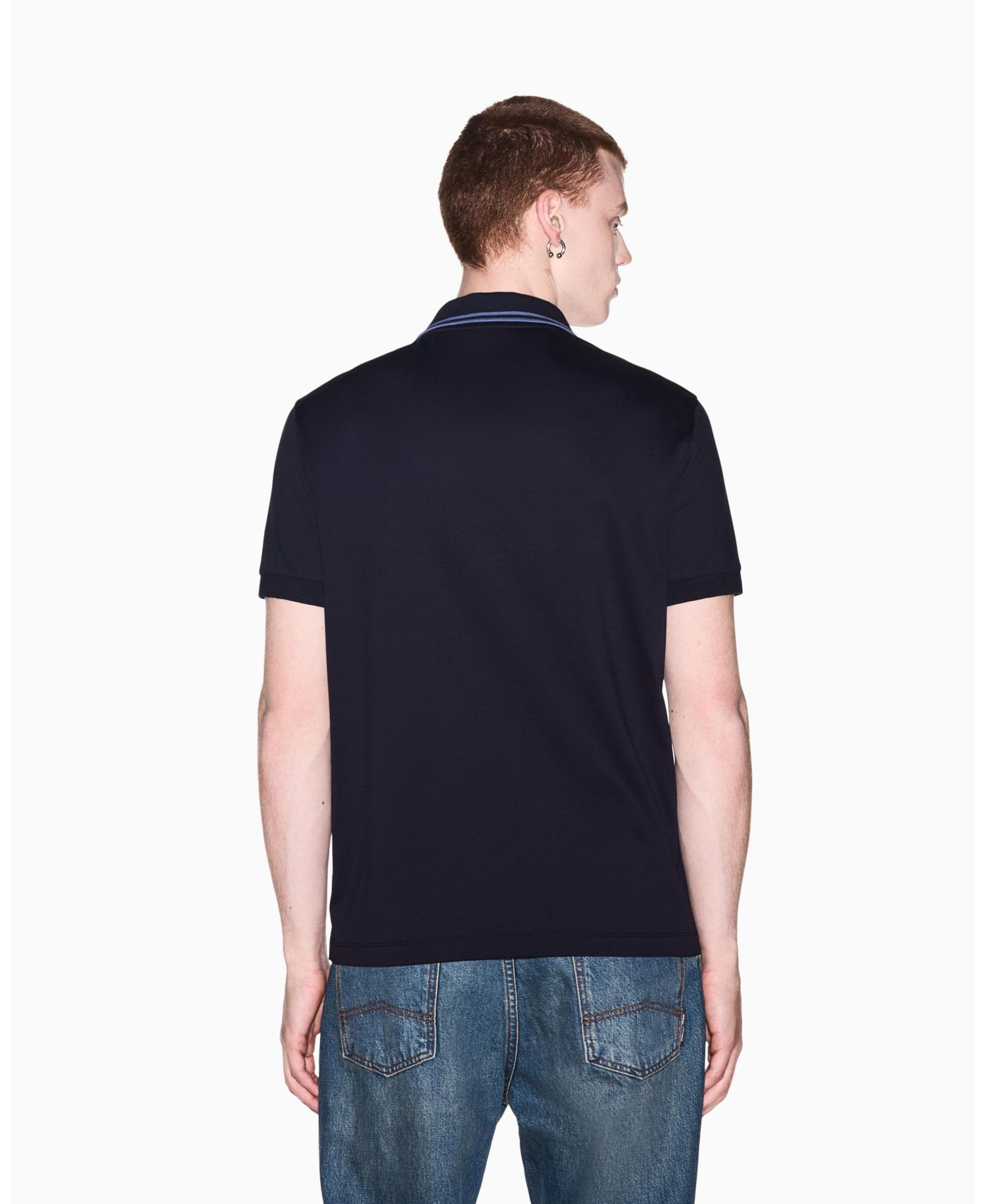 Men's Mercerized Tipping Johnny Collar Polo Shirt