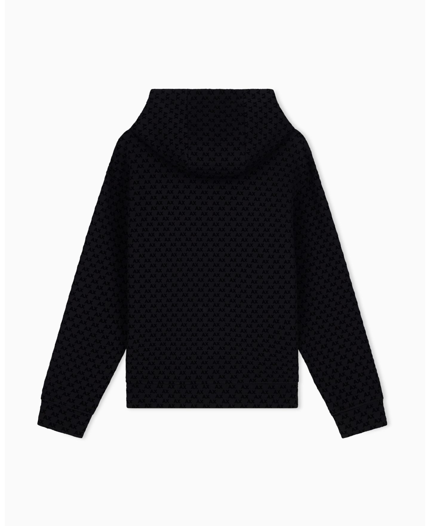 Мужское худи A|X Armani Exchange Bonded Cotton Flocked All Over Logo, цвет: Чёрный — фото 2