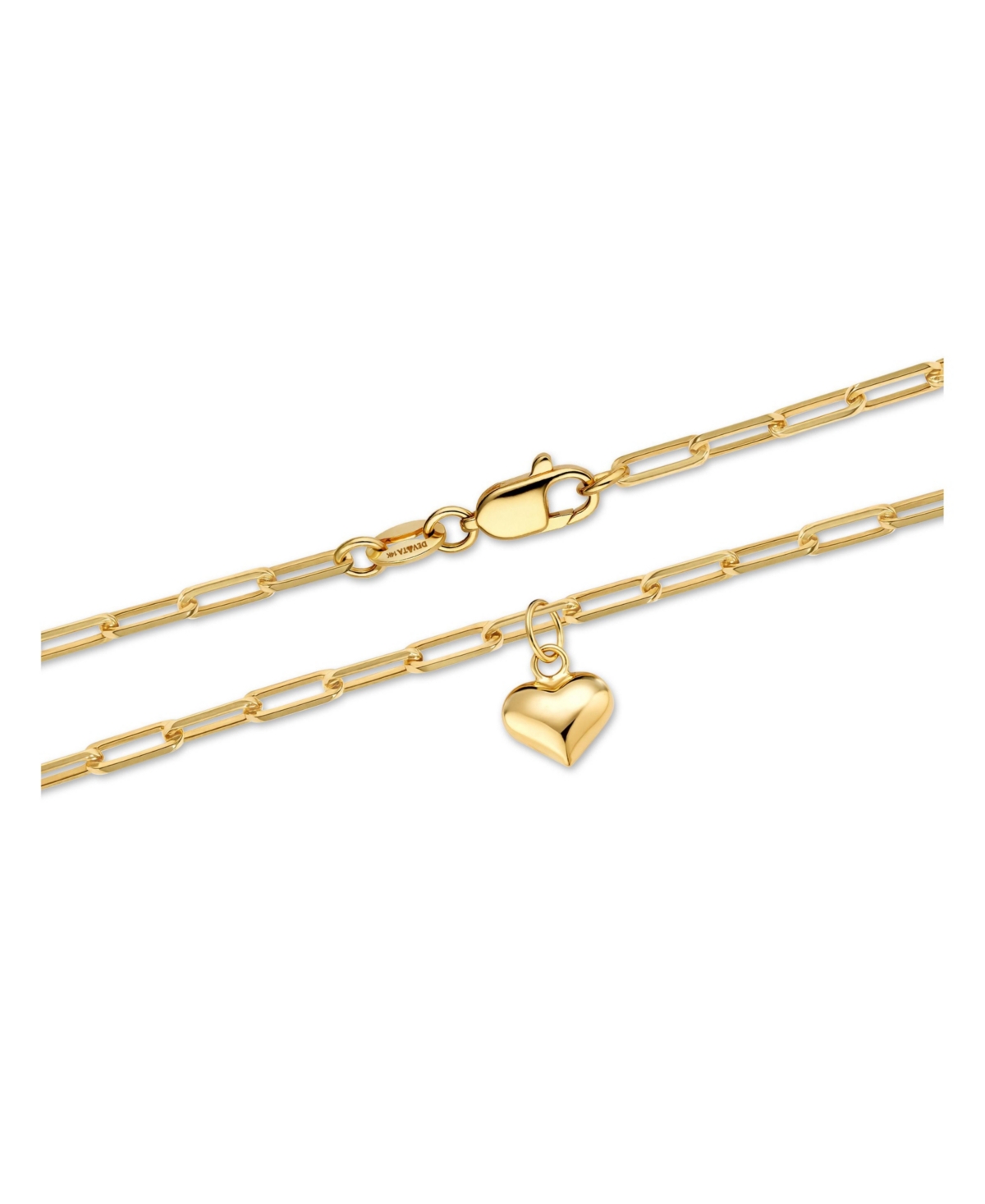 Devata Heart Charm Paperclip Chain Bracelet in 14K Gold