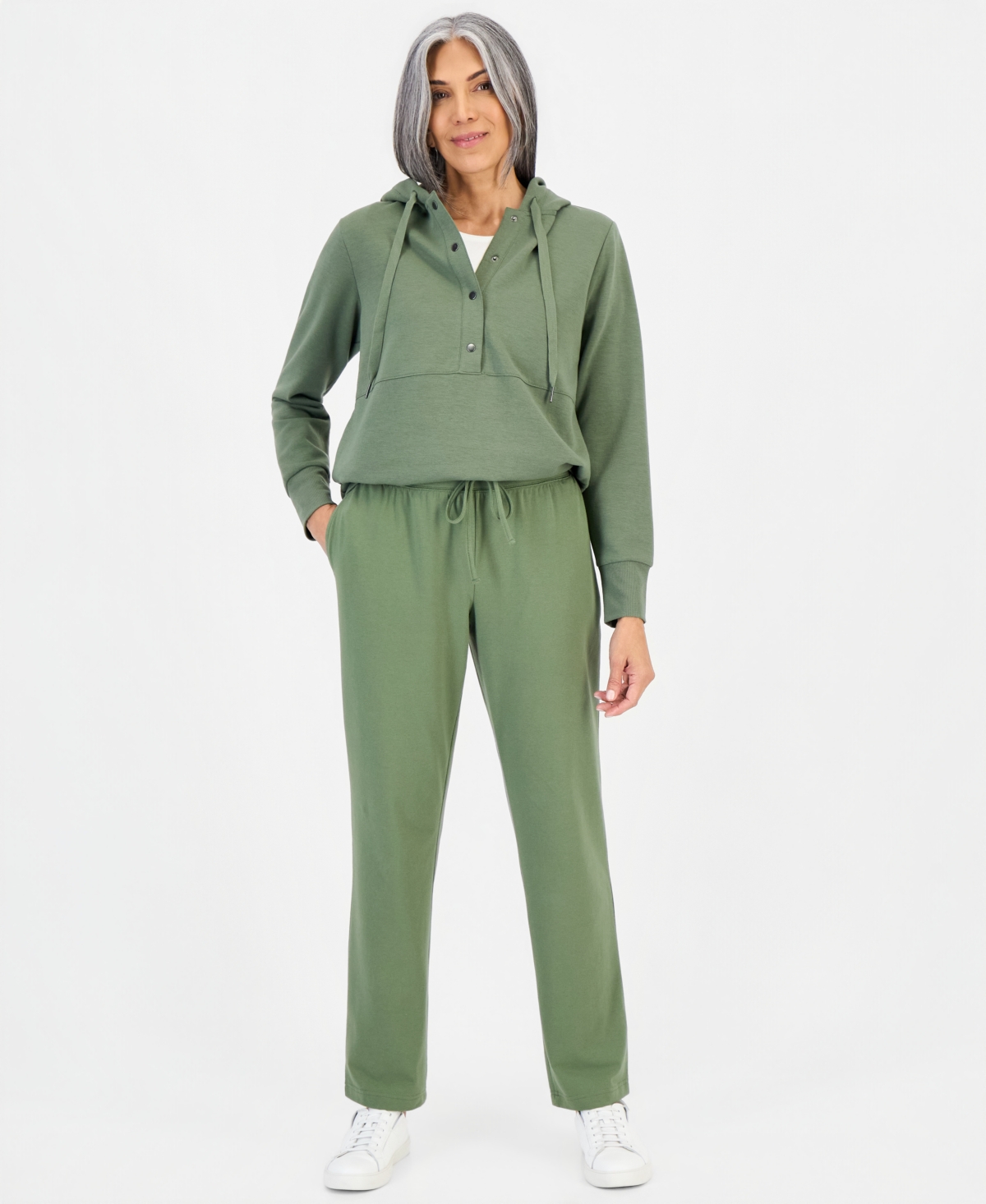 Style & Co Women's Mid-Rise Drawstring-Waist Sweatpants, Created for Macy's - Leady Clover