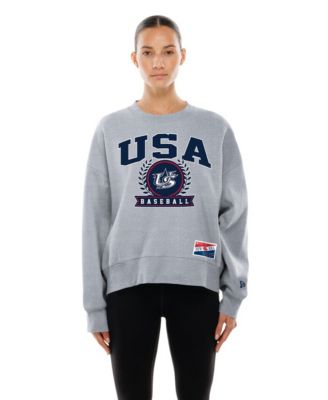 Women's Gray USA Baseball 2026 World Baseball Classic Mineral Wash Dolmen Sleeve Fleece Sweatshirt