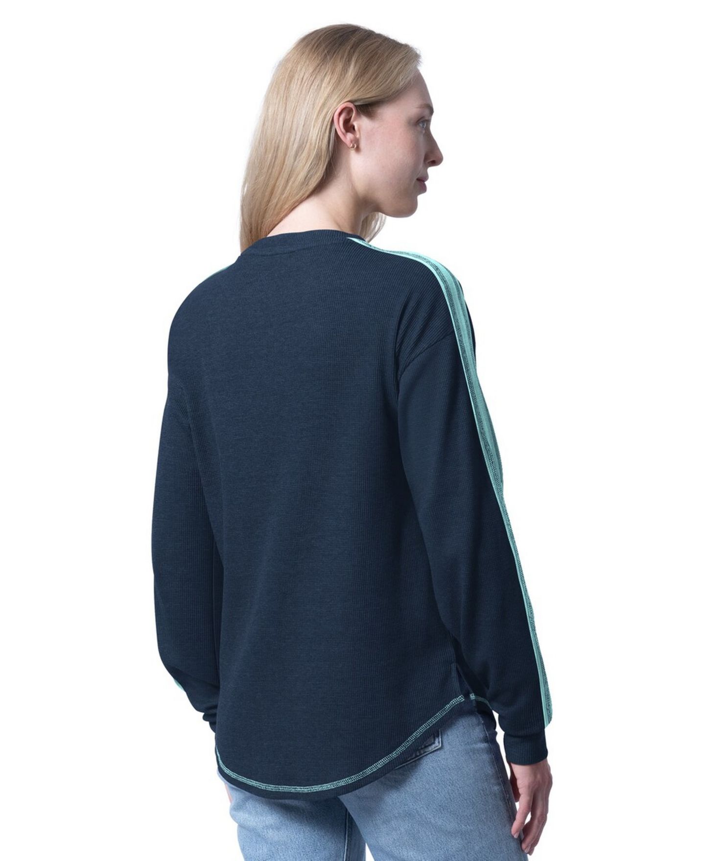 Женская футболка G-III 4Her by Carl Banks Deep Sea Blue Seattle Kraken Advantage Thermal Long-Sleeve Tri-Blend — фото 2