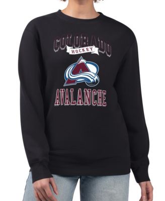 Women's Black Colorado Avalanche Team Logo Tri-Blend Fleece Pullover Sweatshirt