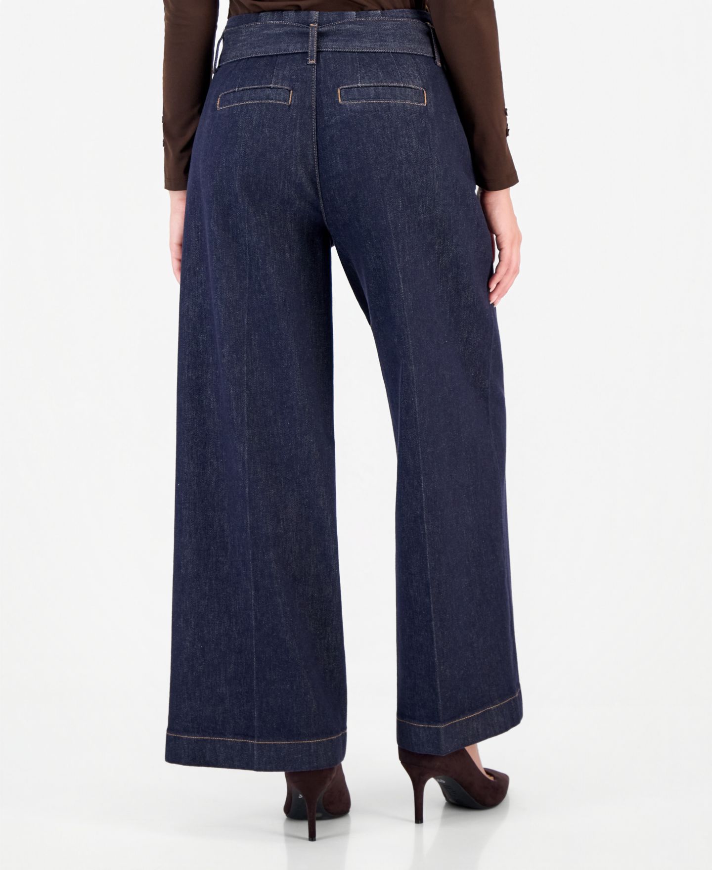 Женские джинсы I.N.C. International Concepts Petite High-Rise Wide-Leg Belted, цвет: Варёный — фото 3