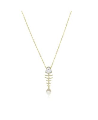 Mother of Pearl Fish Necklace 14K Gold-Plated Sterling Silver