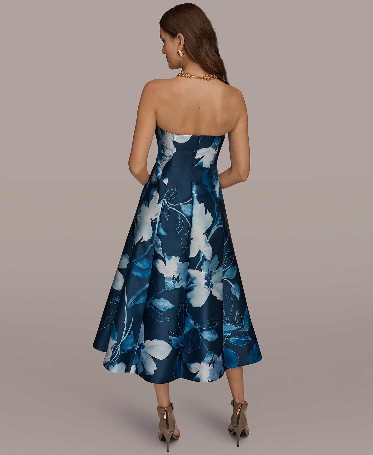 Donna Karan New York Women's Strapless Floral A-Line Midi Dress view 5 — MAYCSS fashion products