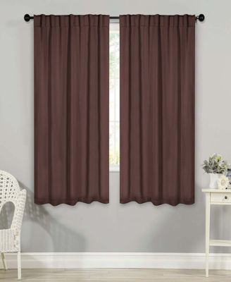 Solid Machine Washable Room Darkening Curtains with Back Tabs, Set of 2