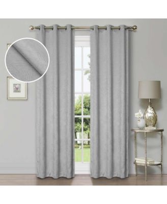 Wave Geometric Washable Room Darkening Blackout Curtains, Set of 2
