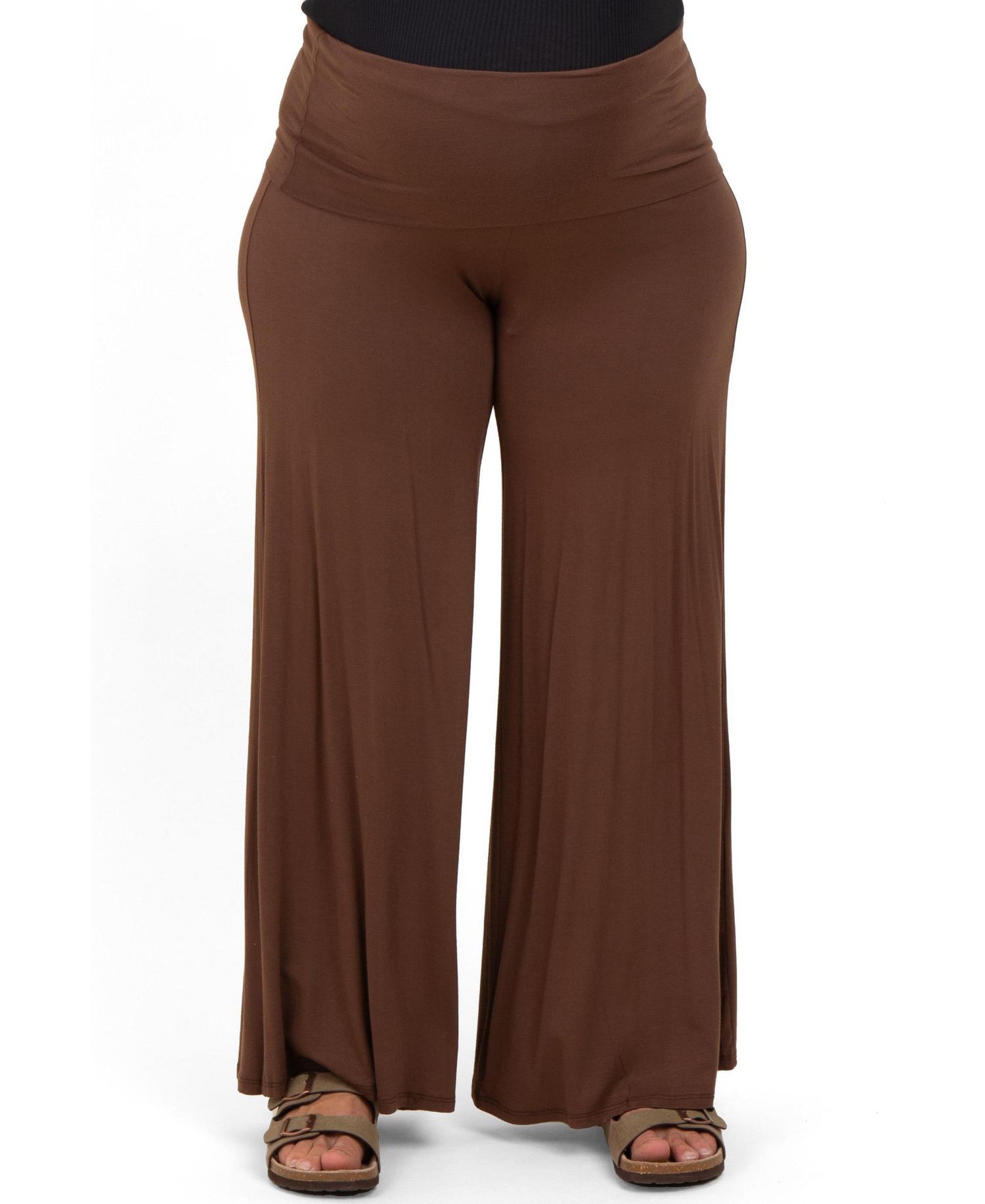 Plus Size Fold Over Waist Wide Leg Lounge Pants