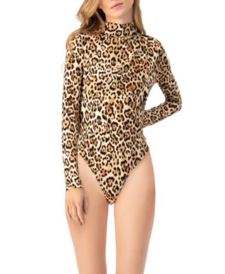 Women's Long Sleeve Animal Print Bodysuit