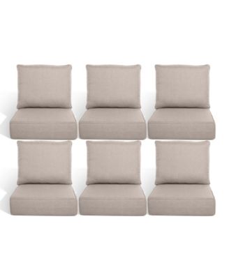 6 Pack Outdoor Deep Seat Cushion Set, 6-inch Thicked Waterproof Patio Furniture Cushions with Removable Cover, 8 Colors