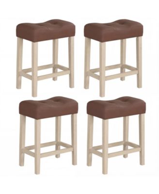 Upholstered Counter Height Bar Stool Set with Curved Saddle Seat