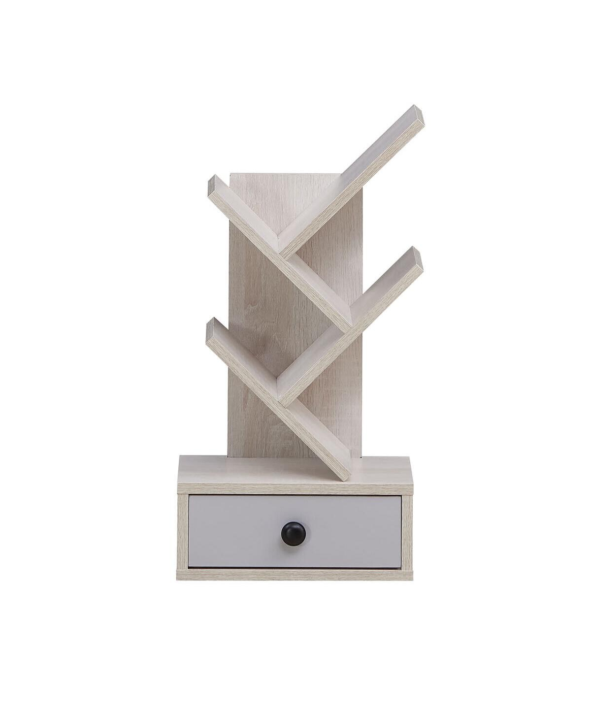 Gouun 5-Tier Tree-Shaped Bookcase with Bottom Drawer and Wide Stable Base