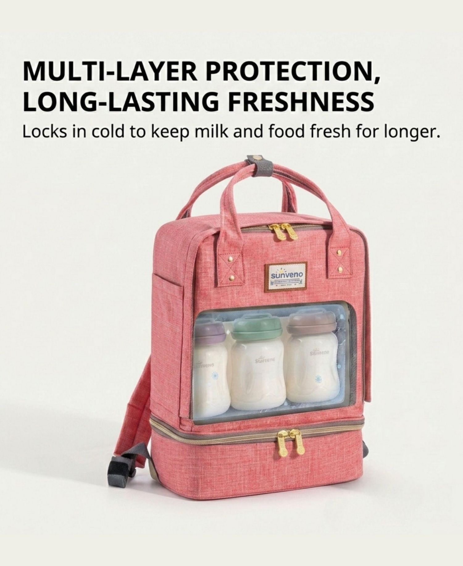 Baby Double Layer Breastmilk Cooler Backpack, Leak-Resistant Nursing Bag