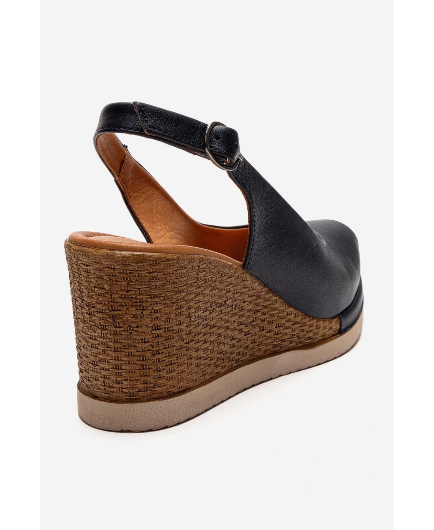 Женские сандалии Forever & Always Shoes Helina Leather Wedge Sandal, цвет: Чёрный — фото 6