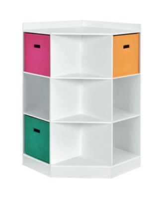 3-Tier Kids Corner Storage Shelf Cabinet 3 Baskets Display