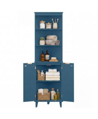 68-in Tall Bathroom Floor Storage Cabinet with Fluted Doors, 55-lb per Shelf