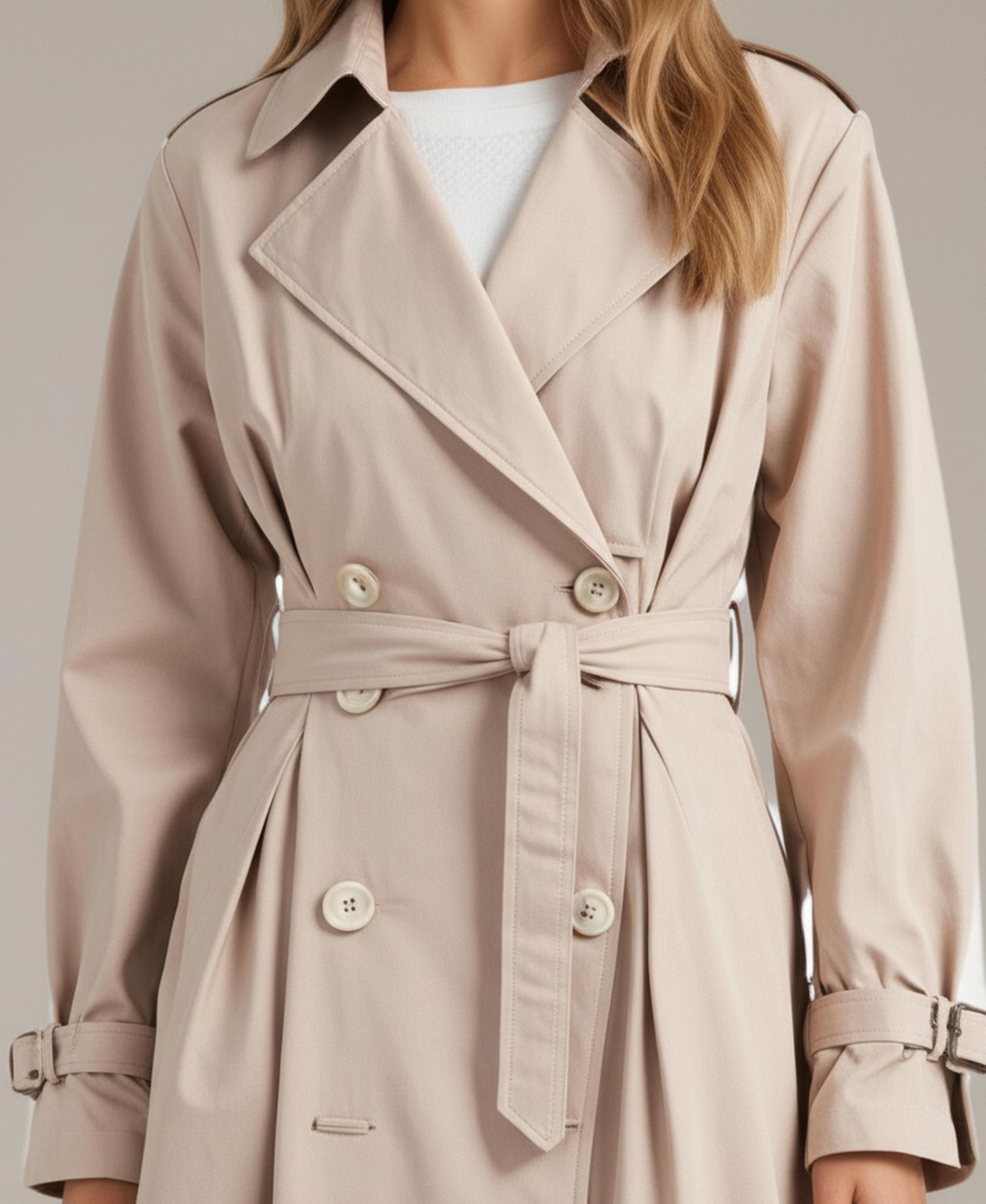 Женское пальто Modenaire Octavia Double-Breasted Belted Trench, цвет: Бежевый — фото 4