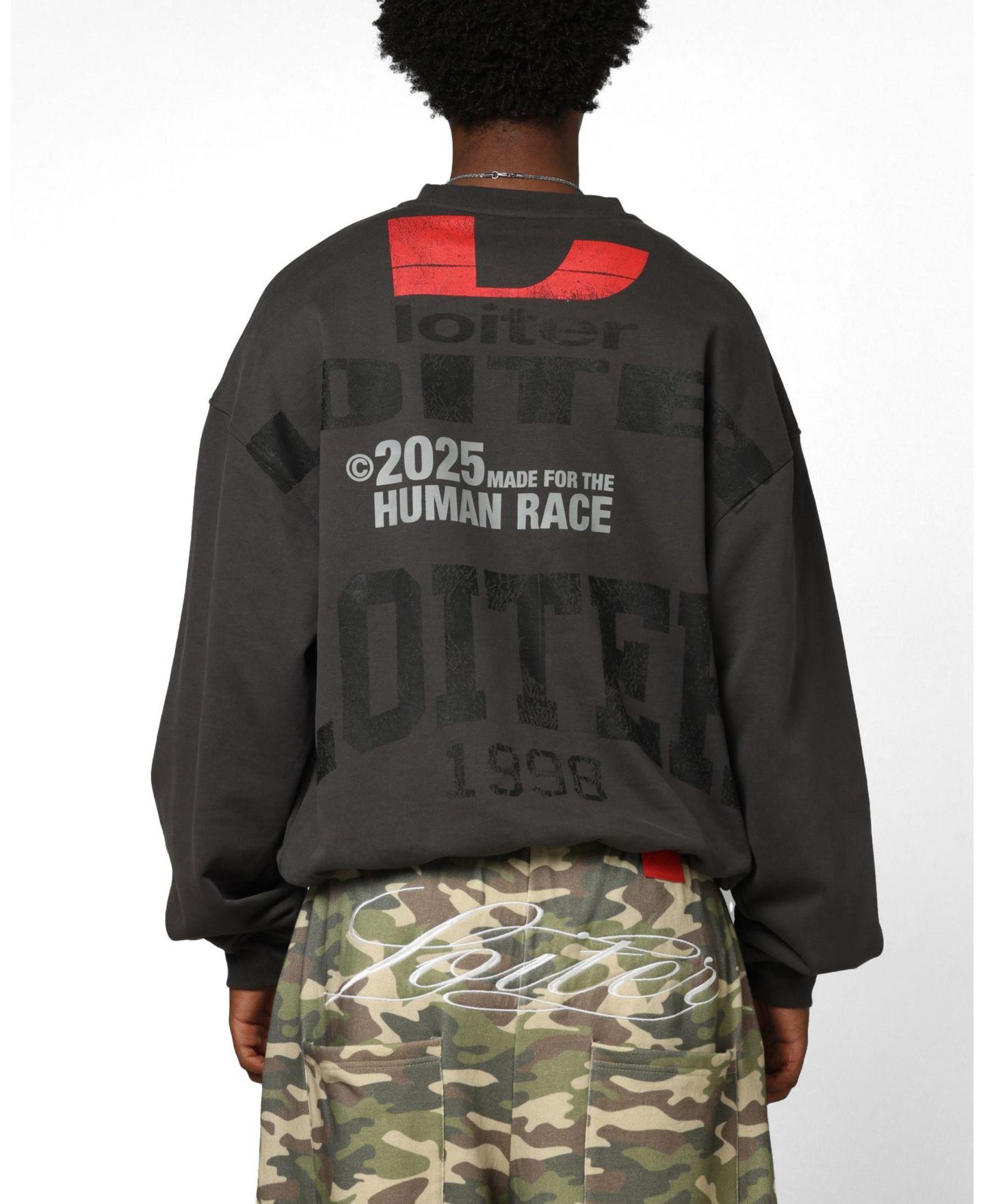 Мужской свитшот Loiter Champ Crewneck, цвет: Чёрный — фото 2