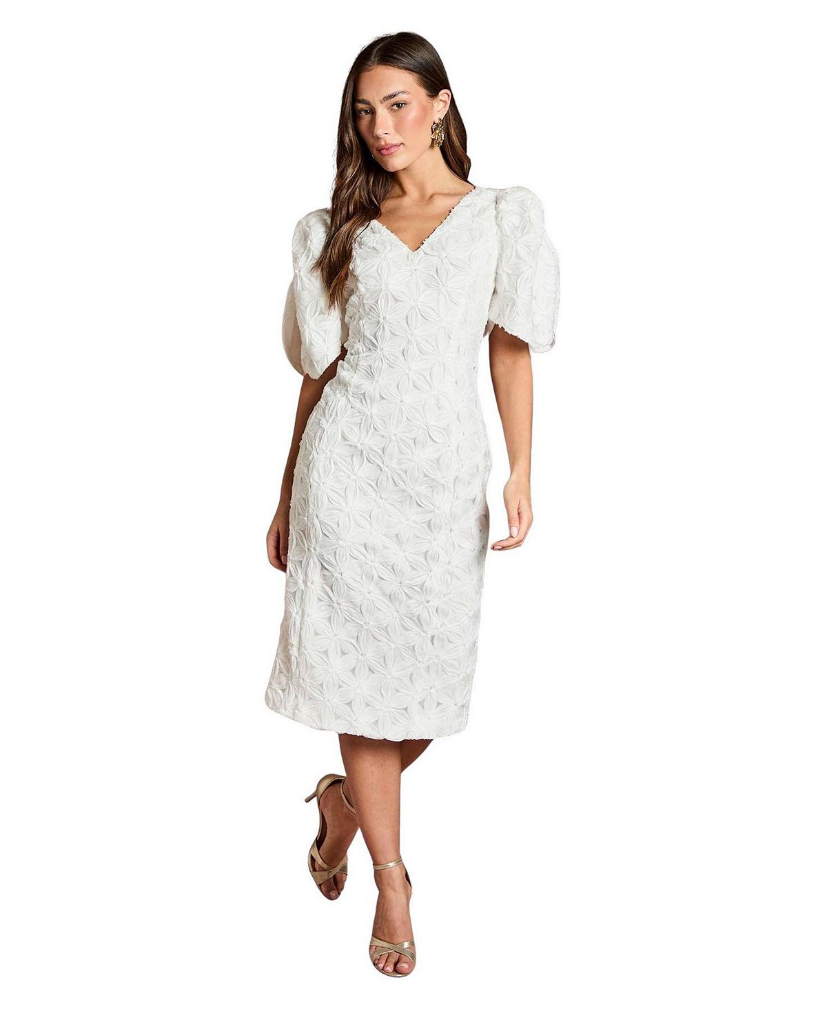 Coast Women's Floral Pleated Puff Sleeve Pencil Dress view 1 — MAYCSS fashion products