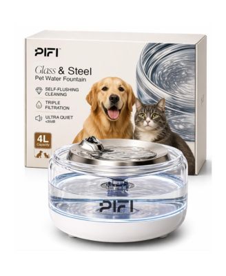 Sapphire Dog Glass Water Fountain, 4L, Ultra-Quiet