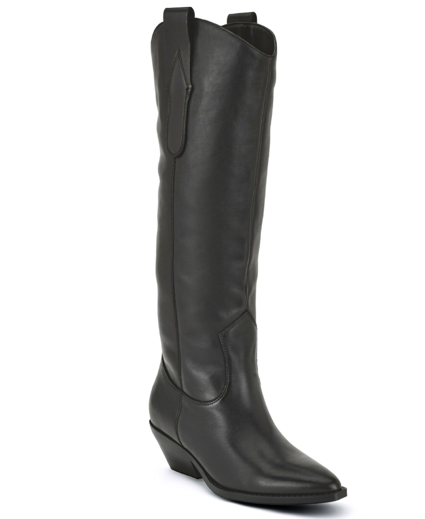 Женские ботинки Nine West Asken Western Block Heel Dress Boots, цвет: Чёрный кожаный — фото 1