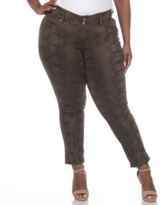 Plus Size Snake Print High-Rise Ankle Pants