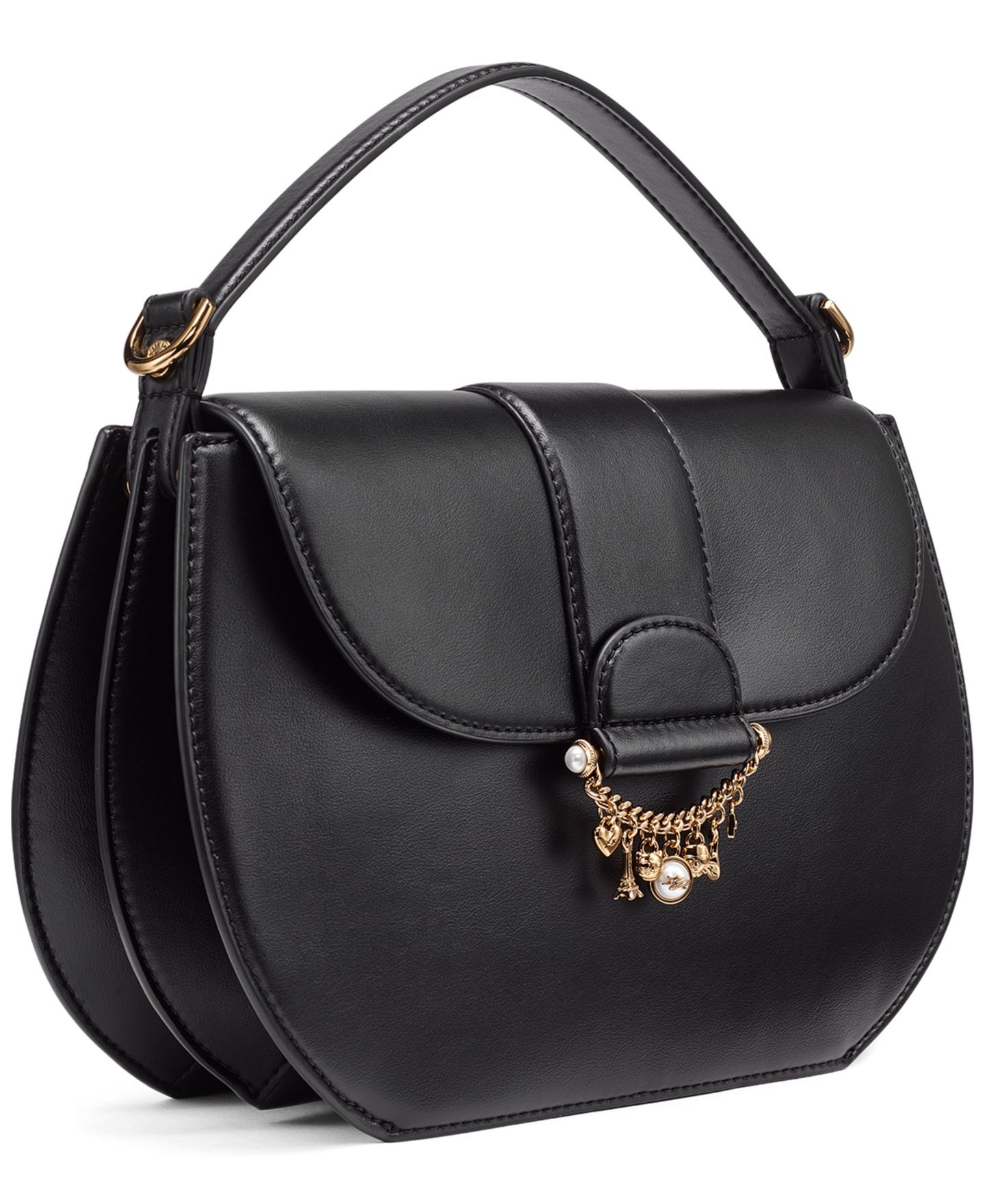 Женская сумка KARL LAGERFELD PARIS Jocelina Leather Small Shoulder Handbag, цвет: Чёрный / Золотой — фото 3