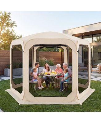 10FT Pop Up Screen House Tent, Portable Outdoor Shelter with Sunshade Net, for 8-10 People, for Backyard Camping Picnic