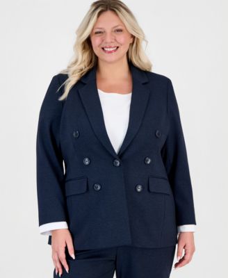 Plus Size Double-Breasted Notch-Collar Blazer