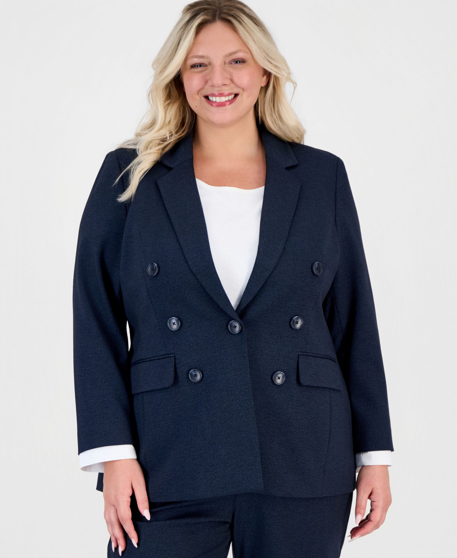 Plus Size Double-Breasted Notch-Collar Blazer