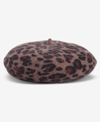 Leopard Print Wool-Blend Beret
