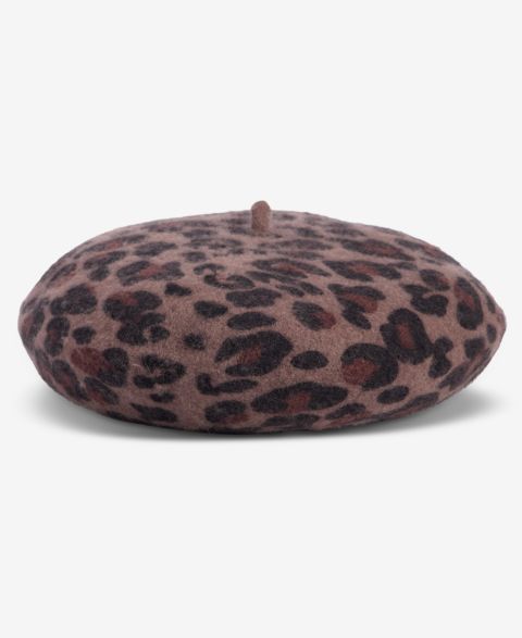 Женские головные уборы I.N.C. International Concepts Leopard Print Wool-Blend Beret, цвет: Шоколадный