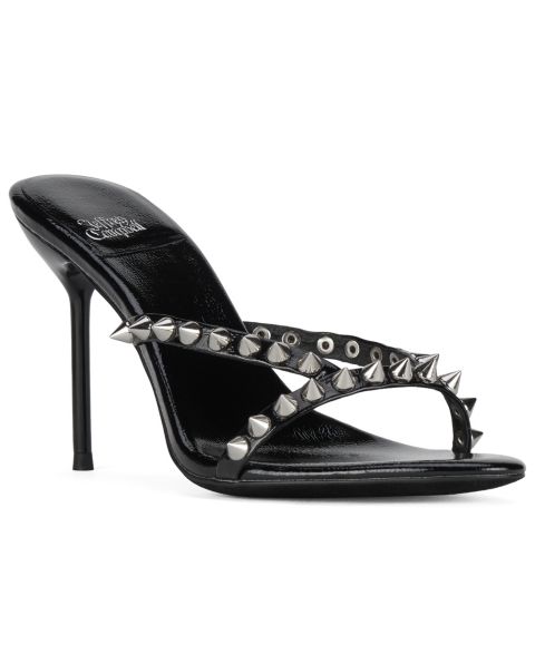 Женские сандалии Jeffrey Campbell Gabriette Strappy Studded Dress Sandals, цвет: Чёрный лаковый / Серебряный