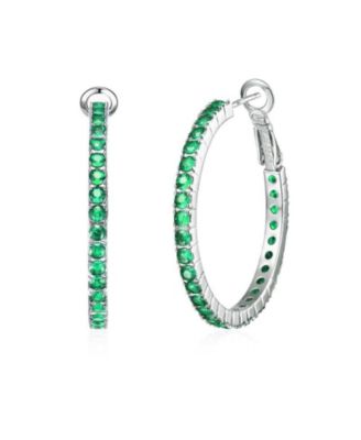 Chic White Gold Plated CZ Hinge Hoop Statement Earrings