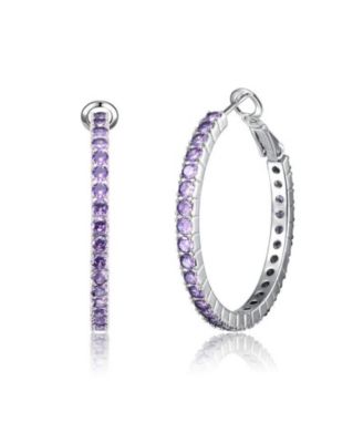 Chic White Gold Plated CZ Hinge Hoop Statement Earrings