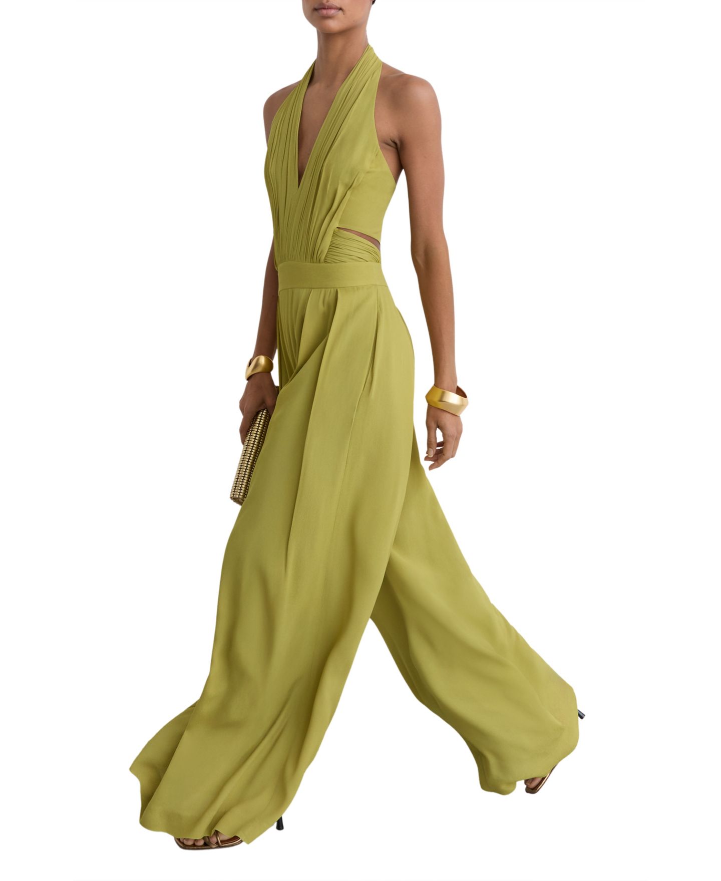 Женский комбинезон REISS Lainey Occasion Jumpsuit, цвет: Зелёный — фото 3