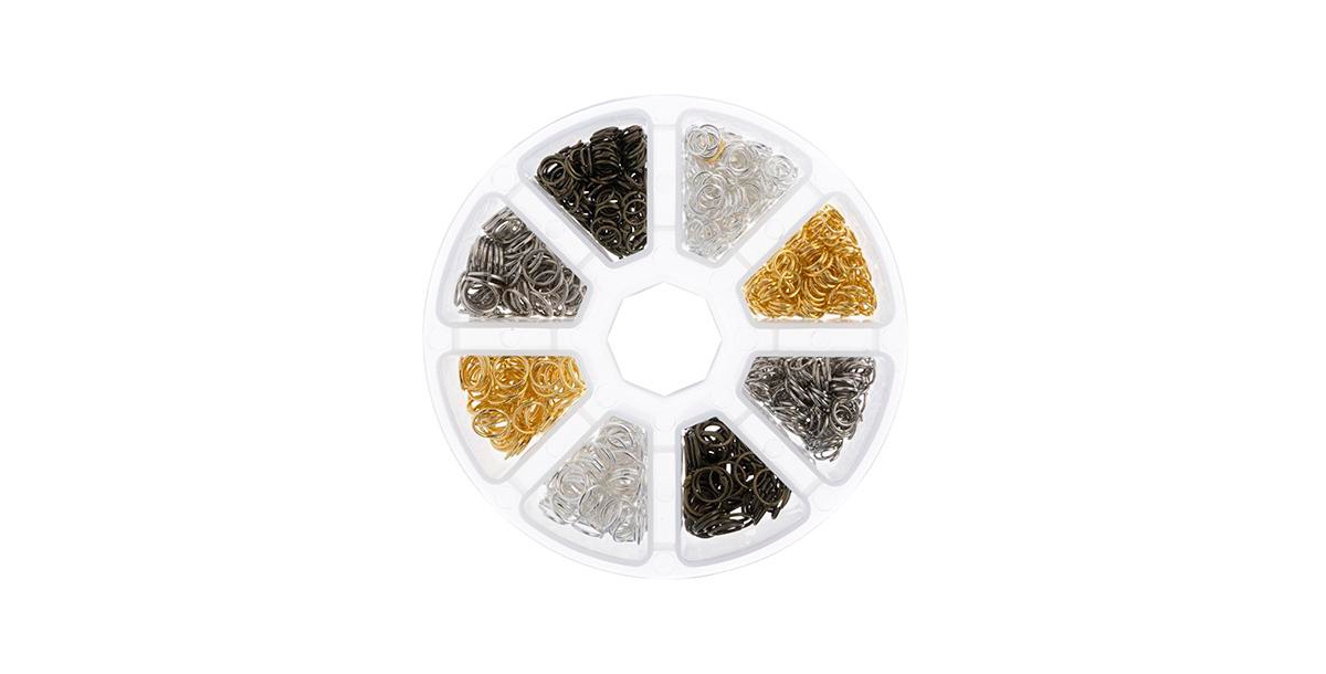 John Bead 8-Slot Jump Rings Jewelry Findings Kit Assortment, 1200pieces - Assorted metal colors