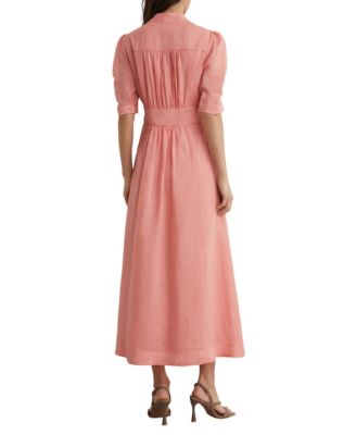 reiss pink midi dress Reiss Poppy Short-Sleeve Waisted Midi Dress