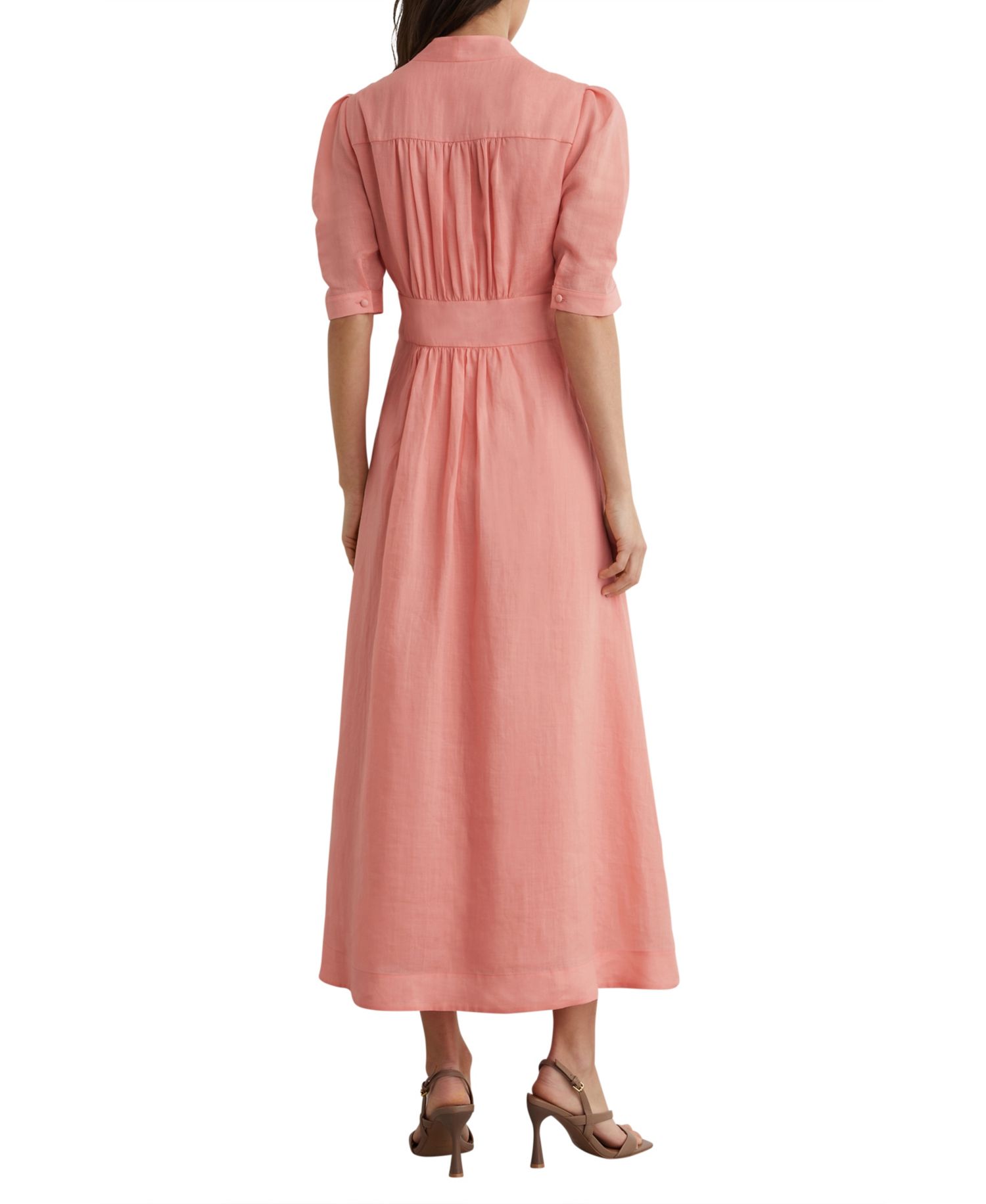 Women's Short-Sleeve Waisted Midi Dress