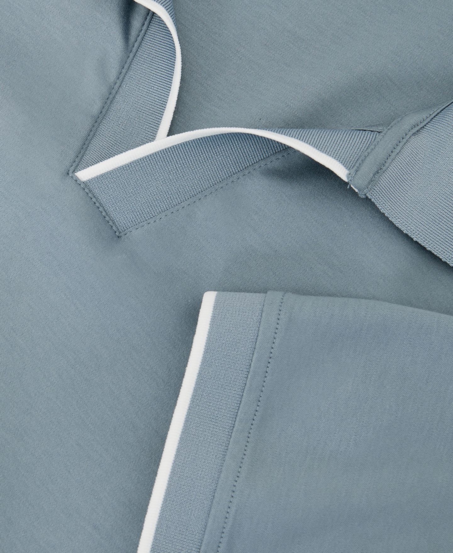 Мужское поло REISS Nico Airwater Cotton Tipped Open Collar Polo Shirt, цвет: Пыльный синий — фото 3