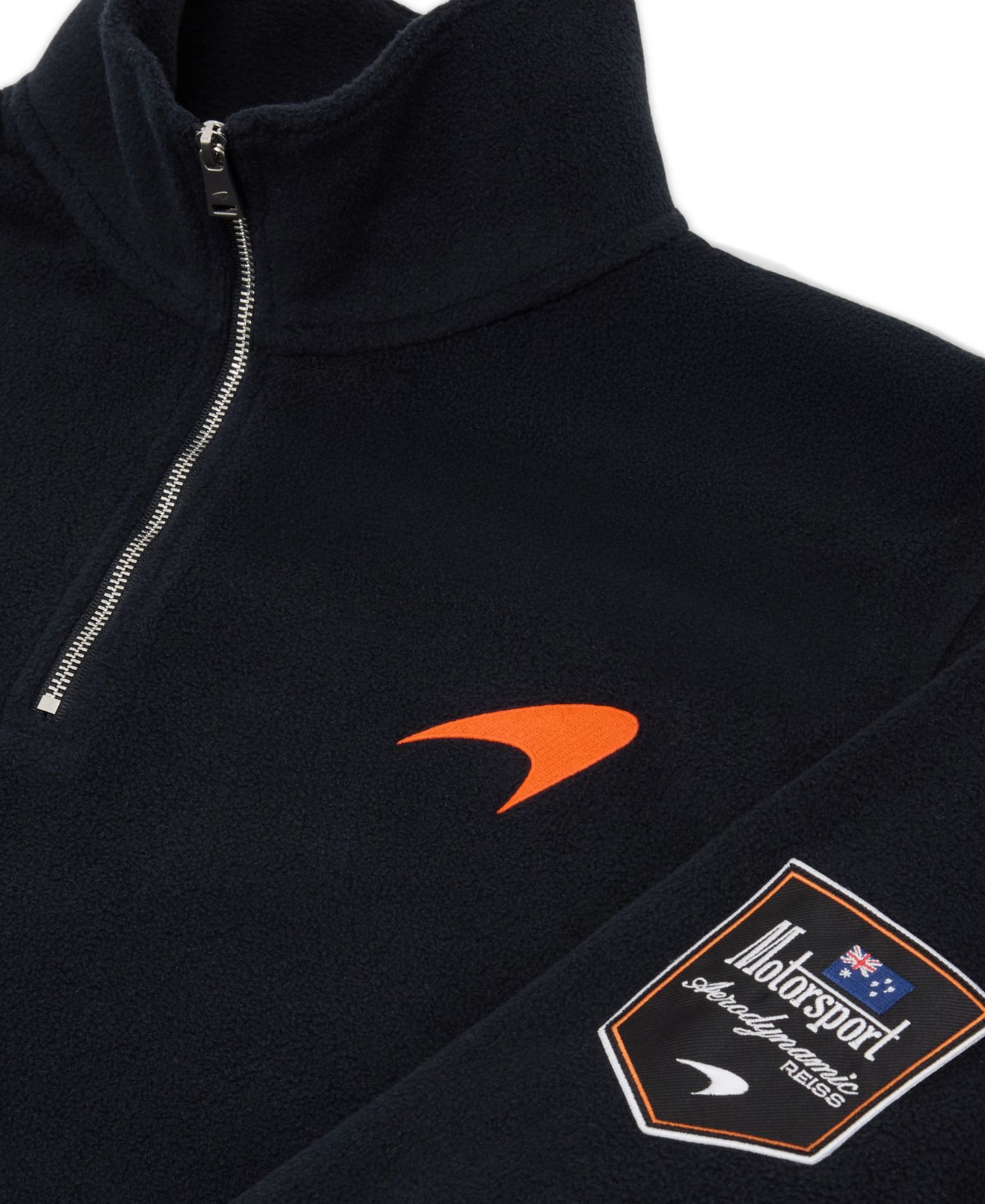 Мужское поло REISS Meros Half Zip Mclaren Embroidered Fleece Polo Shirt, цвет: Тёмно-синий — фото 3