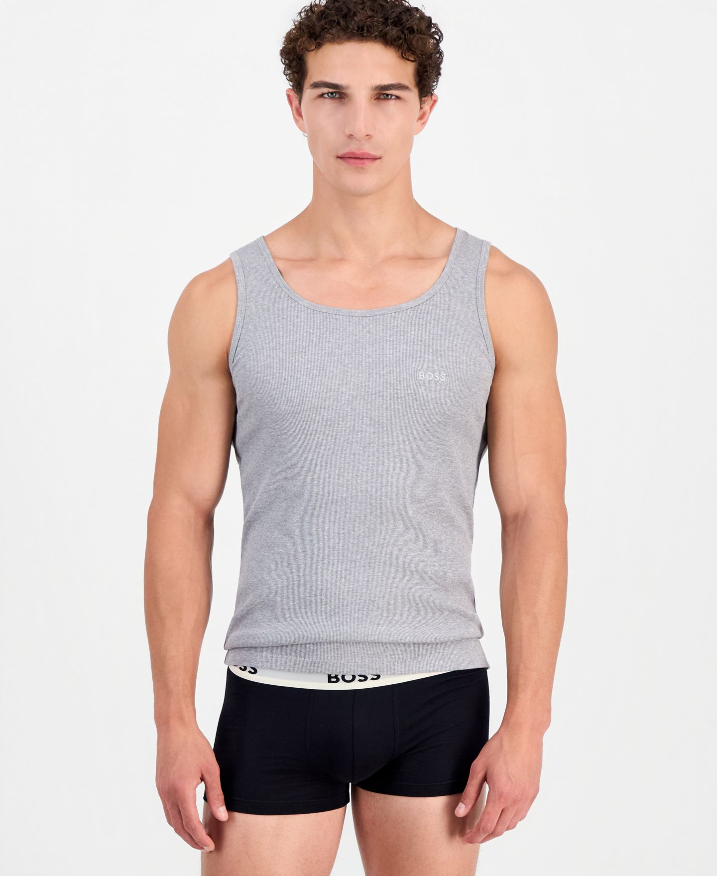 Мужские топы Hugo Boss Ribbed Tank Tops, Pack of 3, цвет: Белый — фото 5
