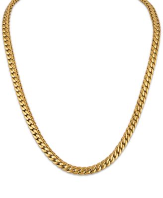 Polished Double Layer Chain Necklace in Yellow-Plated Stainless Steel