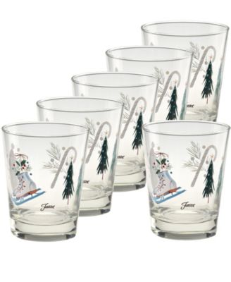 Holly Berry Jolly Christmas Double Old Fashioned Glasses, Set of 6