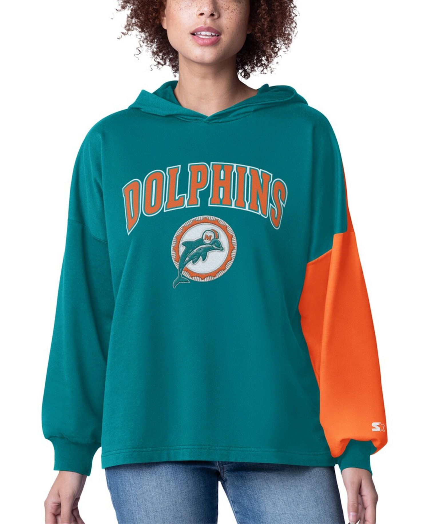 Women's Aqua Miami Dolphins Power Move Long Sleeve Pullover Hoodie