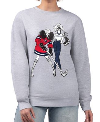 Women's Heather Gray Columbus Blue Jackets Hockey Girls Team Graphic Fleece Pullover Sweatshirt