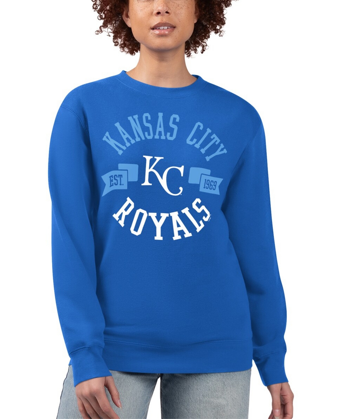 G-iii 4Her by Carl Banks Women's Royal Kansas City Royals Team Logo Fleece Pullover Sweatshirt